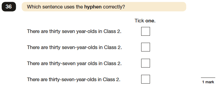 Question 36 SPaG KS2 SATs Papers 2016 - Year 6 English Sample Paper 1, Punctuation