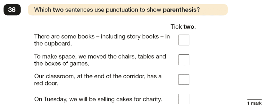 Question 36 SPaG KS2 SATs Papers 2018 - Year 6 English Past Paper 1, Punctuation