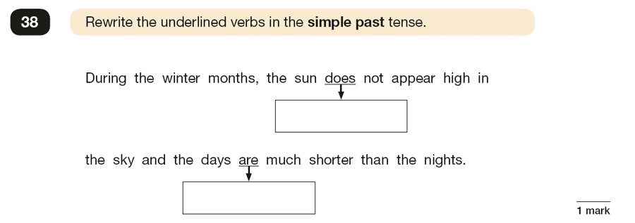 Question 38 SPaG KS2 SATs Papers 2018 - Year 6 English Exam Paper 1, Verb forms, tenses and consistency