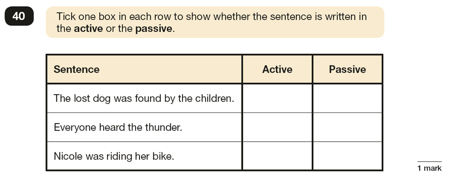 Question 40 SPaG KS2 SATs Papers 2018 - Year 6 English Past Paper 1, Verb forms, tenses and consistency