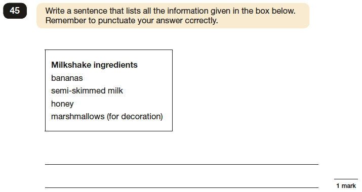 Question 45 SPaG KS2 SATs Papers 2016 - Year 6 English Exam Paper 1, Punctuation
