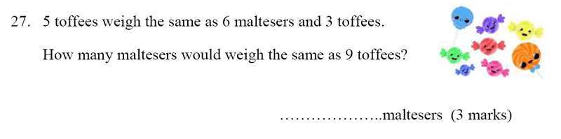 Bancroft’s School - Sample 11+ Maths Paper 2020 Question 34, Numbers, Word Problems, Algebra, Linear Equations
