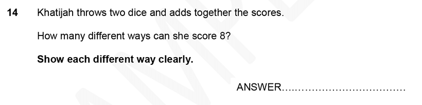 Forest School - 11 Plus Maths Sample Paper 1 - 2020 Question 14, Permutation and Combinations, Logical Problems