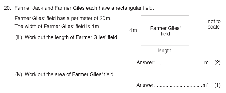 ISEB 11 Plus Maths Specimen Paper 2016 Question 24, Algebra, Linear Equations, Geometry, Area & Perimeter, Rectangle