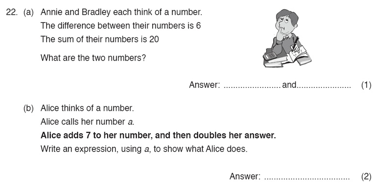 ISEB 11 Plus Maths Specimen Paper 2016 Question 27, Numbers, Word Problems, Algebra, Linear Equations, Logical Problems, Simultaneous Equations