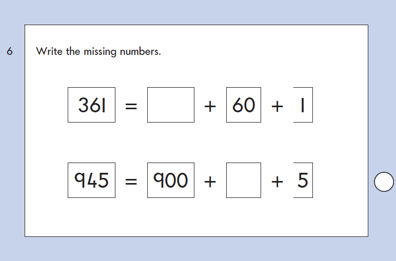 Question 06 Maths KS1 SATs Papers 2007 - Year 2 Exam Paper 2, Numbers, Place value