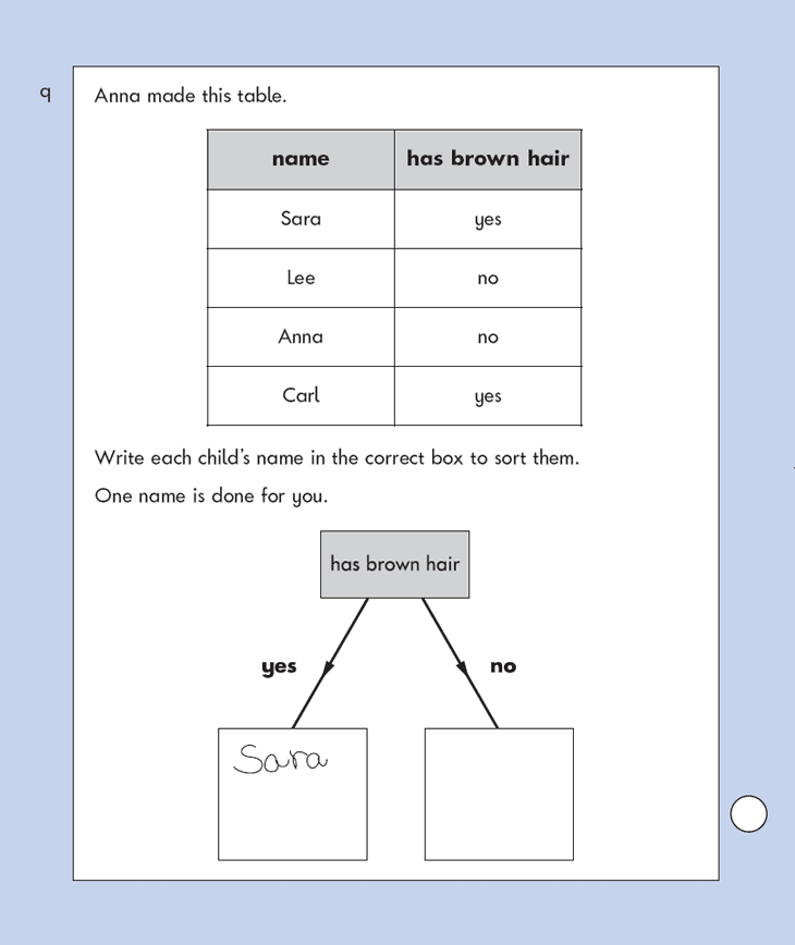 Question 09 Maths KS1 SATs Papers 2007 - Year 2 Practice Paper 1, Statistics, Tables