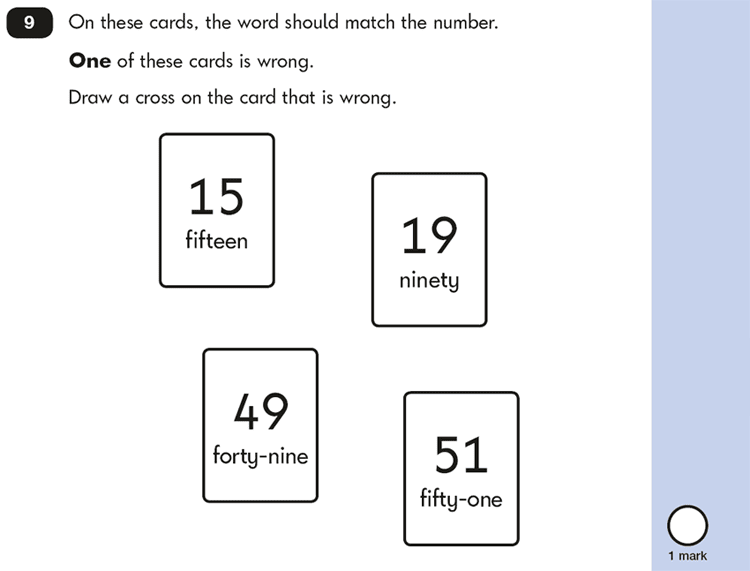 Question 09 Maths KS1 SATs Papers 2016 - Year 2 Practice Paper 2 Reasoning, Numbers, Read and Write numbers