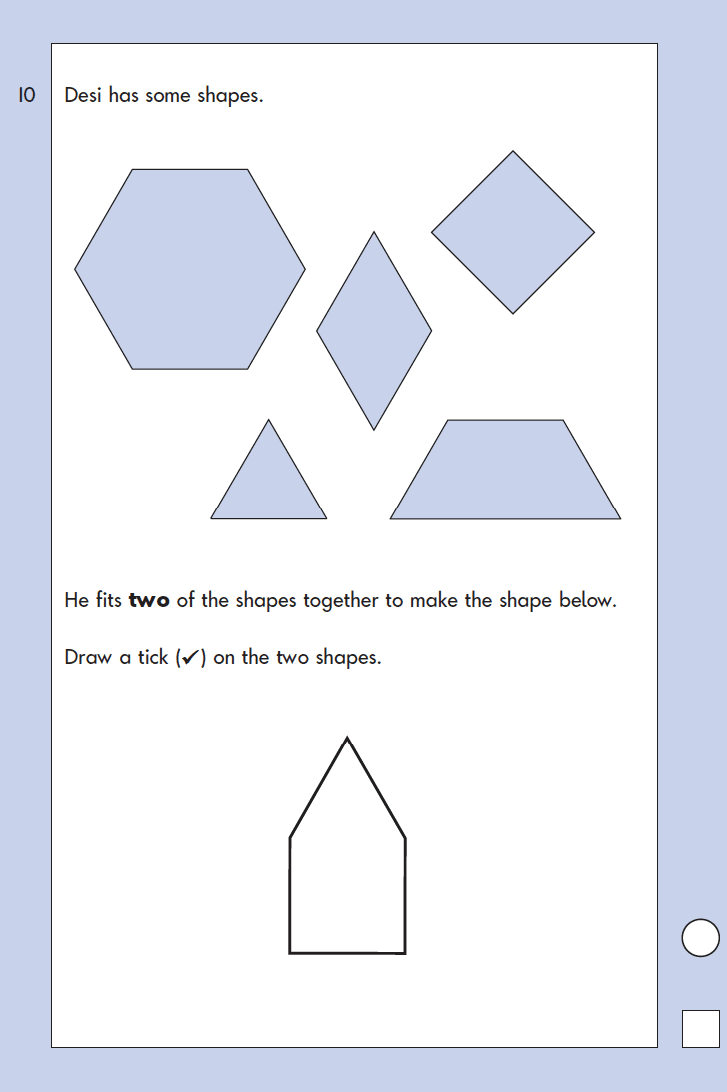 Question 10 Maths KS1 SATs Papers 2004 - Year 2 Exam Paper 1, Geometry, 2D shapes, Position and Direction, Rotation