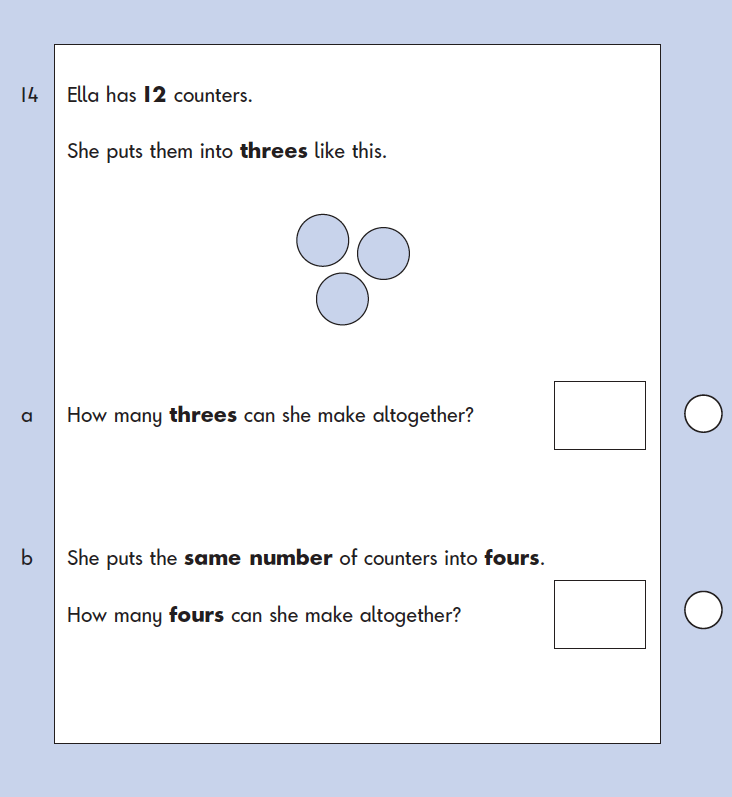 Question 14 Maths KS1 SATs Papers 2004 - Year 2 Sample Paper 1, Calculations, Division, Word problems, Logical problems