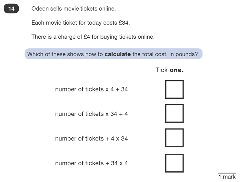 Question 14 Maths KS2 SATs Test Paper 1 - Reasoning Part B