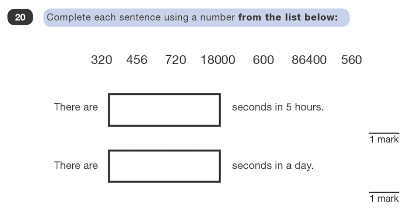 Question 20 Maths KS2 SATs Test Paper 1 - Reasoning Part B