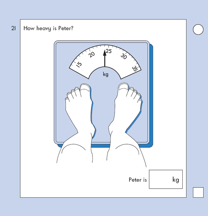 Question 21 Maths KS1 SATs Papers 2002 - Year 2 Test Paper 1, Measurement, Scale reading