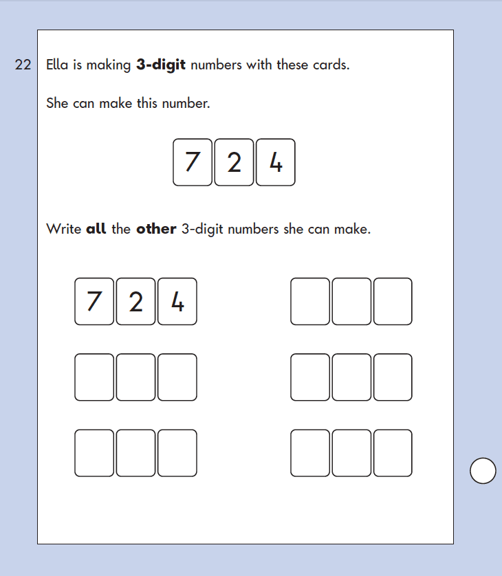 Question 22 Maths KS1 SATs Papers 2004 - Year 2 Exam Paper 1, Numbers, Place value, Read and Write numbers