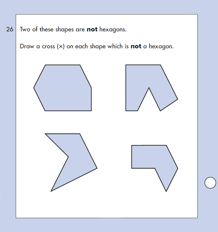 Question 26 Maths KS1 SATs Papers 2003 - Year 2 Exam Paper 1, Geometry, 2D shapes, Properties of shapes