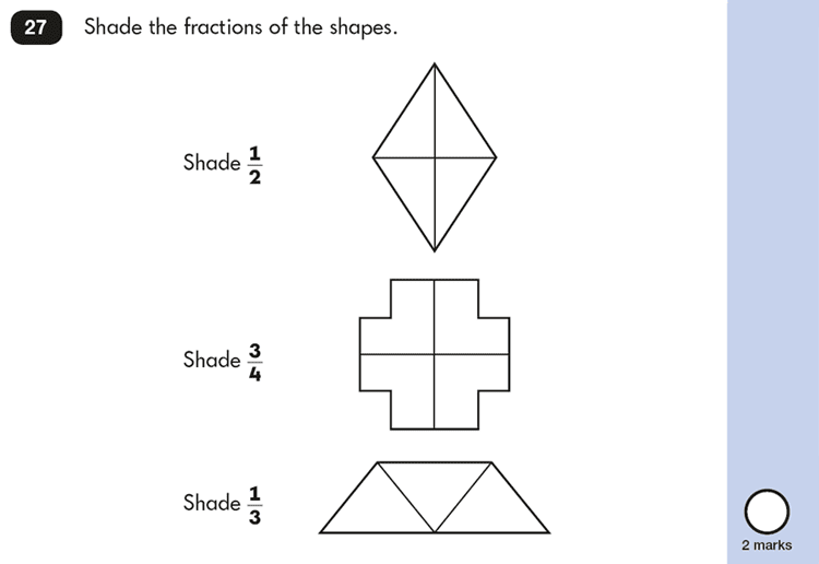 Question 27 Maths KS1 SATs Papers 2016 - Year 2 Past Paper 2 Reasoning, Fractions, Geometry, 2D shapes