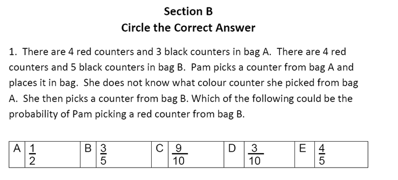 Streatham and Clapham High School - 11+ Maths Entrance Exam Section A and B 2019 Question 29, Numbers, Fractions, Word Problems, Probability