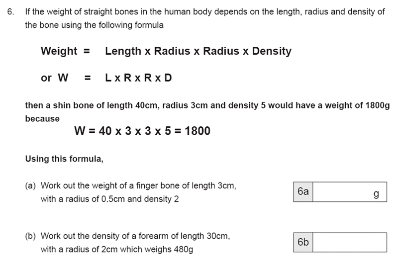 The Manchester Grammar School 11 Plus Papers Arithmetic B - 2019 Question 11, Algebra, Substitution, Simplifying expressions
