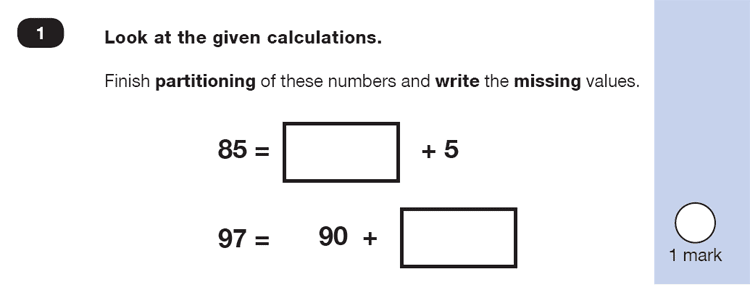 Question 01 Maths KS1 SATs Test Paper 1 - Reasoning Part B, Numbers, Place value, Calculations, Addition, Subtraction
