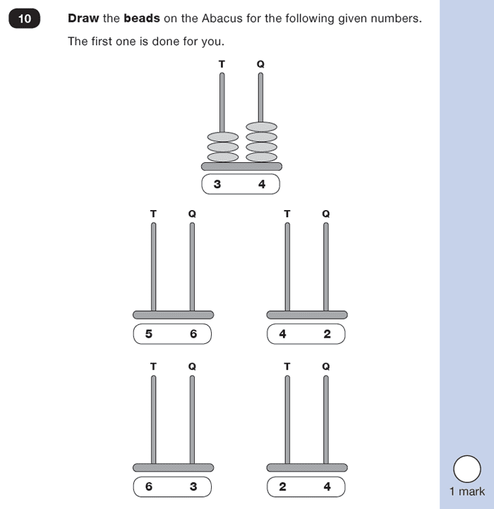 Question 10 Maths KS1 SATs Practice Paper 1 - Reasoning Part B, Numbers, Place value