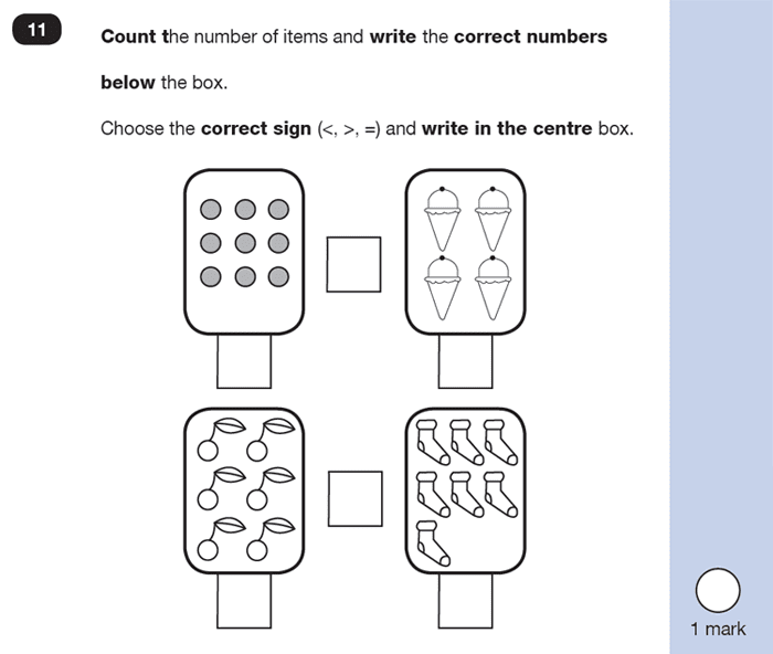 Question 11 Maths KS1 SATs Test Paper 4 - Reasoning Part B, Numbers, Order and Compare, Counting forward