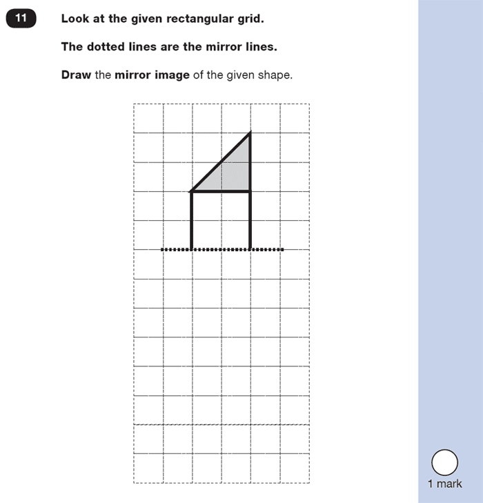 Question 11 Maths KS1 SATs Test Paper 5 - Reasoning Part B, Geometry, Reflection