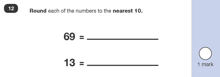 Question 12 Maths KS1 SATs Exam Paper 2 - Reasoning Part B, Numbers, Rounding