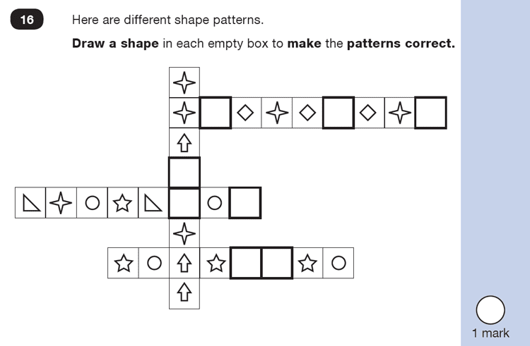 Question 16 Maths KS1 SATs Test Paper 1 - Reasoning Part B, Geometry, Draw Shapes