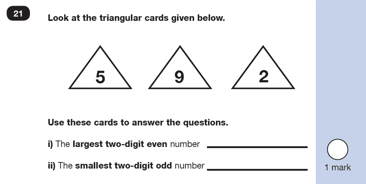 Question 21 Maths KS1 SATs Test Paper 4 - Reasoning Part B, Numbers, Even and Odd, Logical problems