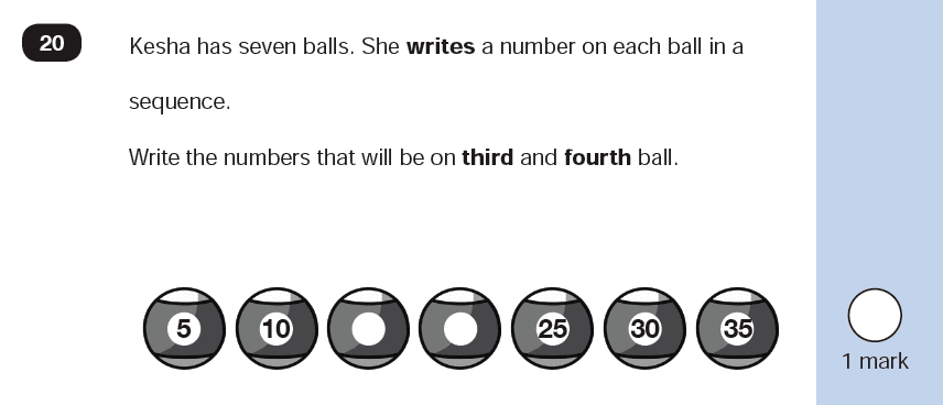 Maths KS1 SATs SET 10 - Paper 2 Reasoning Question-20, Numbers, Counting forward, Word problems, Calculations, Addition
