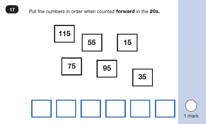 Maths KS1 SATs SET 7 - Paper 2 Reasoning Question 17, Numbers, Counting forward