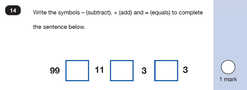 Maths KS1 SATs SET 9 - Paper 2 Reasoning Question 14, Calculations, Division, Multiplication, Logical problems