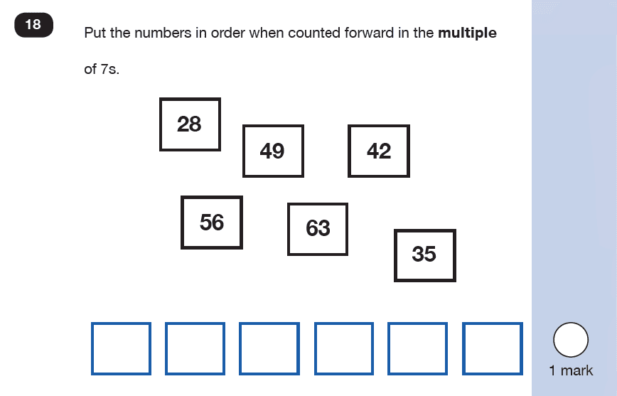 Maths KS1 SATs SET 9 - Paper 2 Reasoning Question 18, Numbers, Counting forward