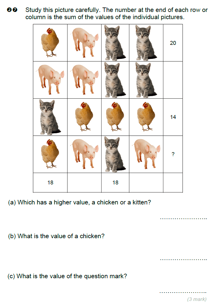 Brentwood school - 11 Plus Maths Sample Paper Question 27