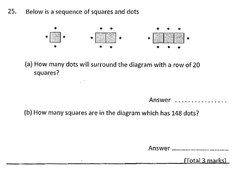 Chigwell School - 11 Plus Maths Specimen Paper 2020 entry Question 25