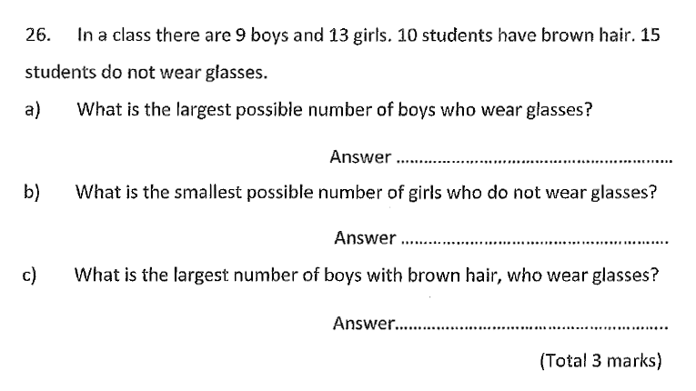 Chigwell School - 11 Plus Maths Specimen Paper 2020 entry Question 26