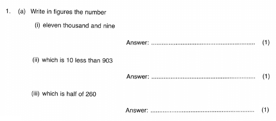 ISEB 11 Plus Maths 2008-09 Practice Paper Question 01