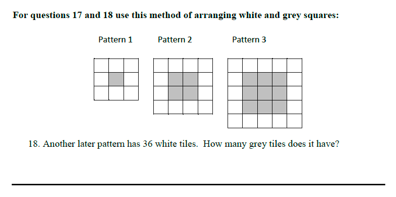 Queens’ School - Maths Familiarisation Paper Question 18