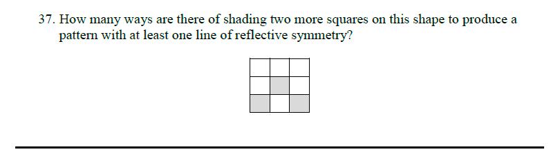 Queens’ School - Maths Familiarisation Paper Question 37