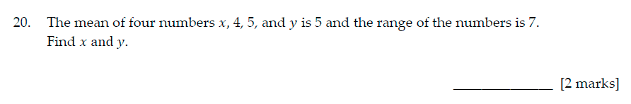 Sevenoaks School Year 7 Sample Paper 2016 Question 20
