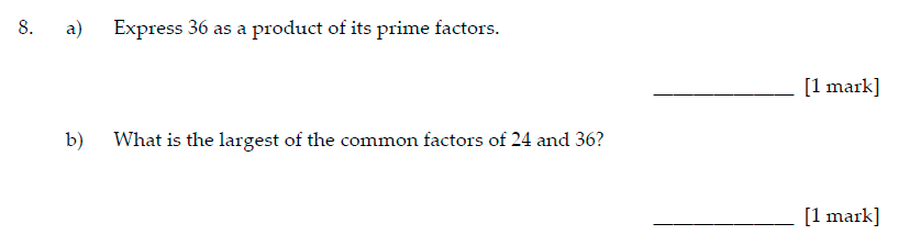 Sevenoaks School Year 7 Sample Paper 2017 Question 10