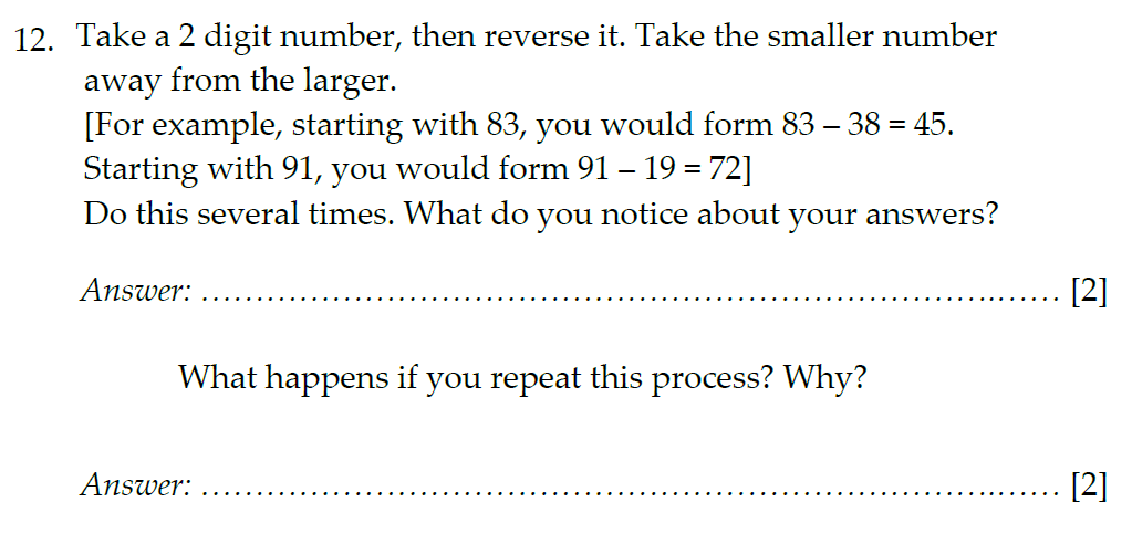 Sevenoaks School Year 7 Sample Paper 2012 Question 15