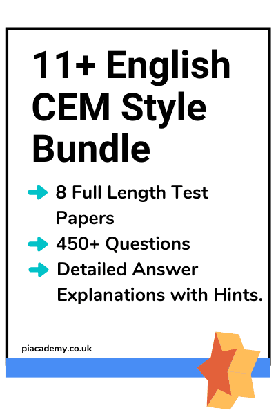 11 Plus English CEM Style Practice Papers Bundle