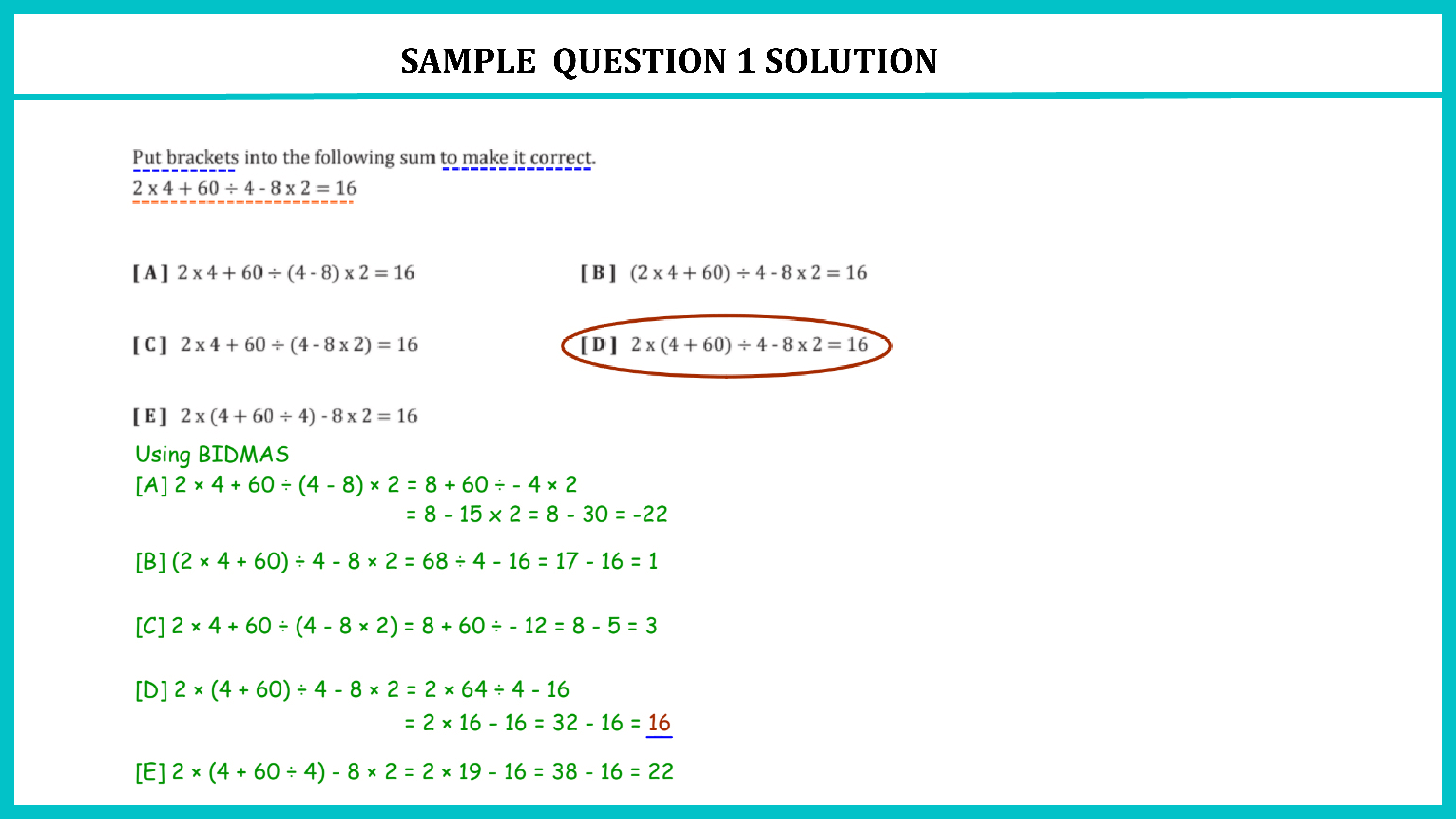 11+ GL Article Maths Sample Answer 01