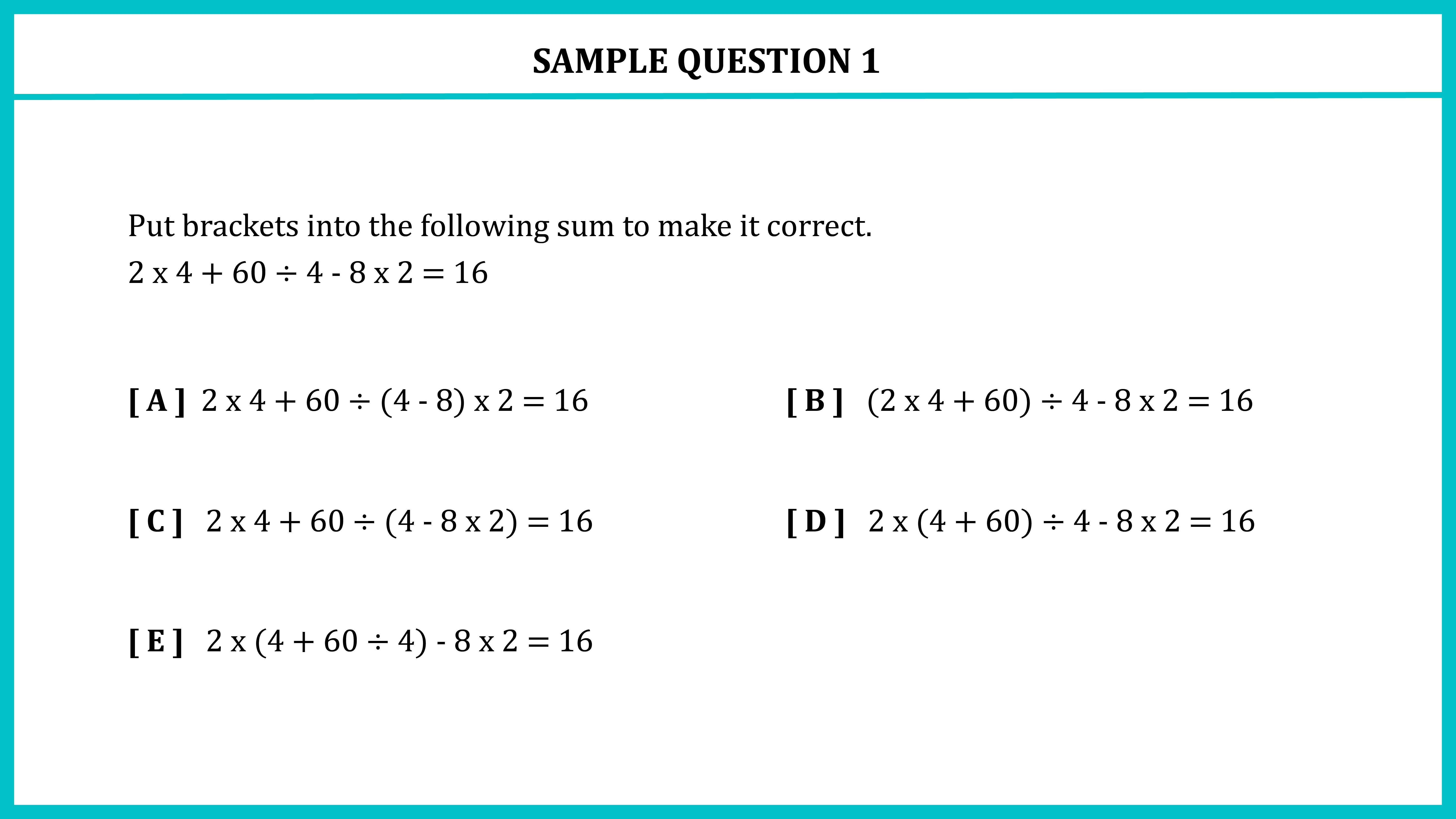 11+ GL Article Maths Sample Question 01