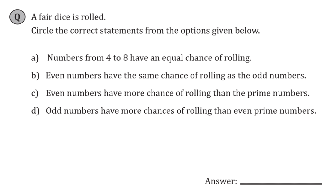 11+ Maths Challenging - Probability - Practise Question 011 - A