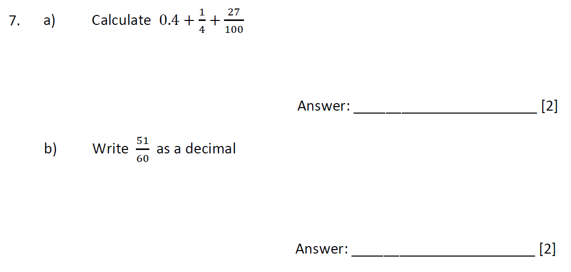 Question 11 - Dulwich College 11 Plus Maths Specimen Paper G