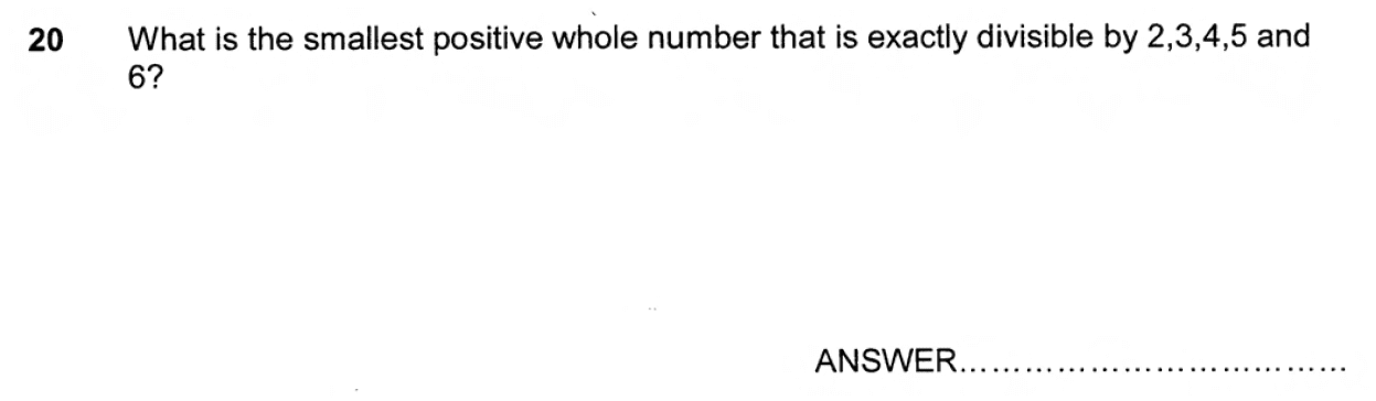 Question 20 - Forest School 11 Plus Maths 2012 Entrance Examination