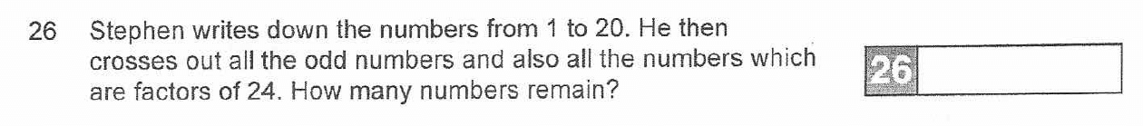 Question 26 - The Manchester Grammer School 11 Plus Entrance Examination 2007