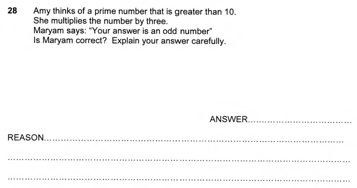 Question 28 - Forest School 11 Plus Maths 2012 Entrance Examination
